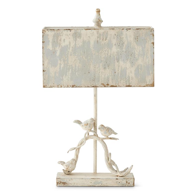 Whitewashed Bird Lamp