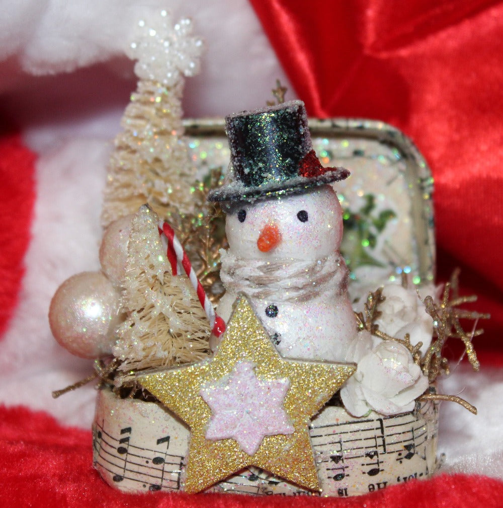 Gold Star Pillbox Snowman