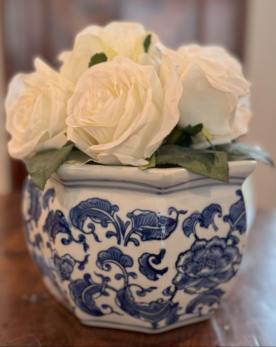 Blue & White Floral Pots (Set of 3)