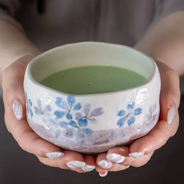 Blue Sakura Cherry Blossoms Mini Matcha Bowl