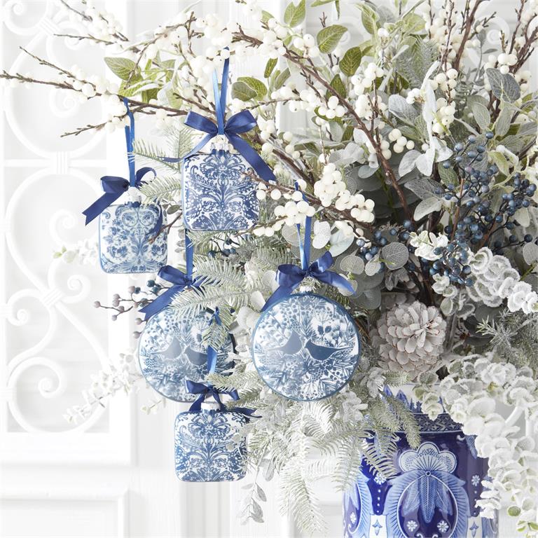Blue and White floral print Ornament