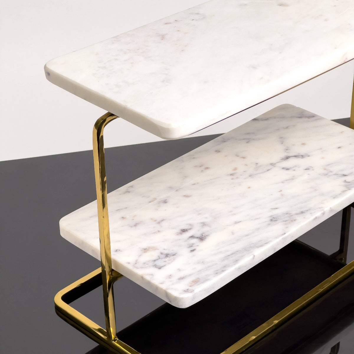 W Marble Rect. 2-Tier Stand