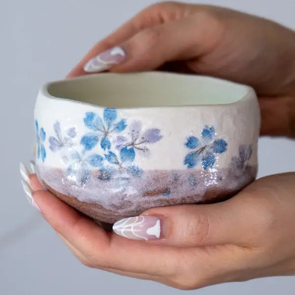 Blue Sakura Cherry Blossoms Mini Matcha Bowl