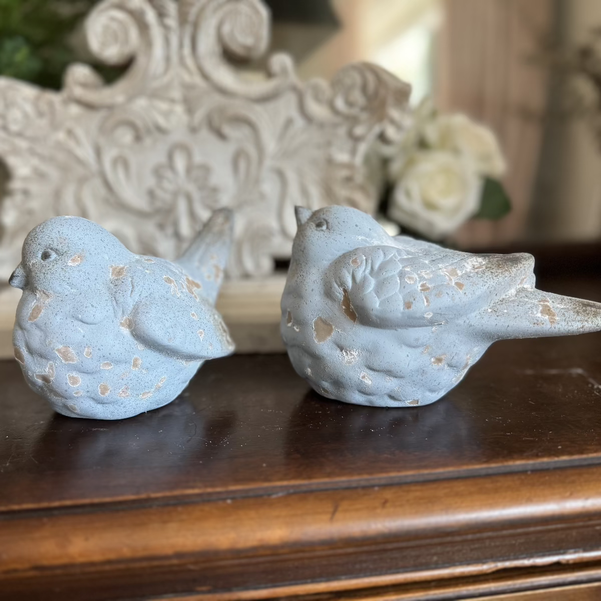 Weathered Terracotta Blue Birds