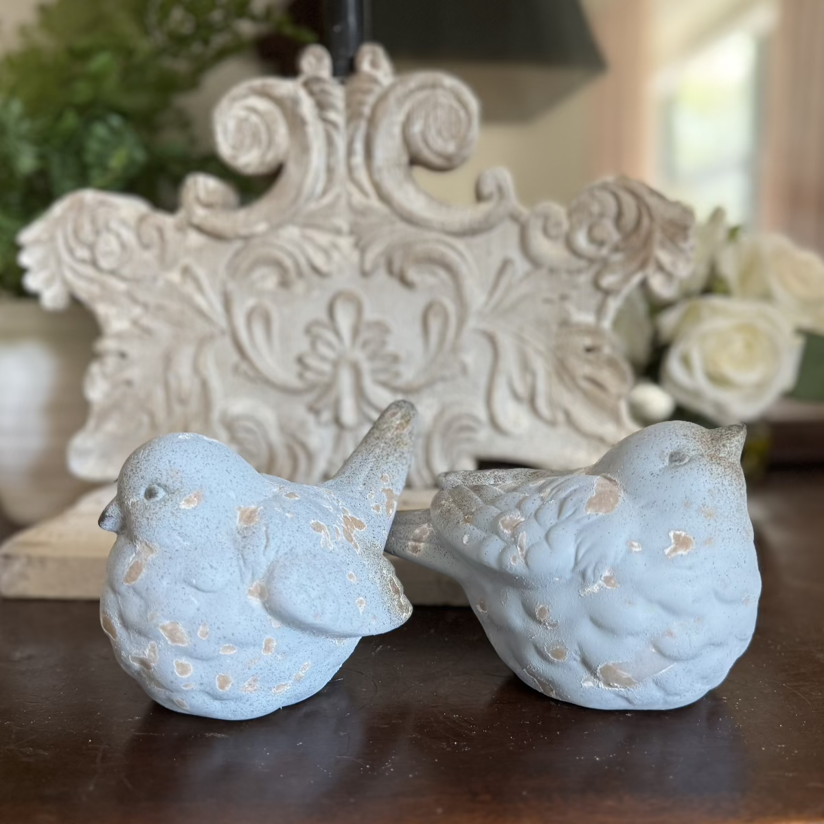 Weathered Terracotta Blue Birds