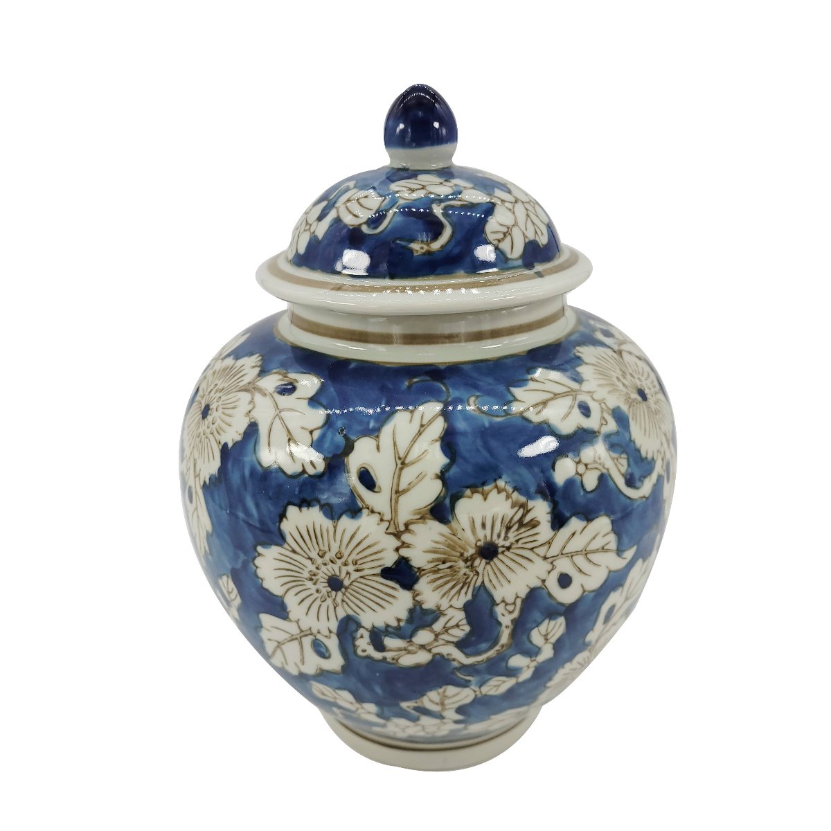 Blue & White  Chinoiserie Floral Jar