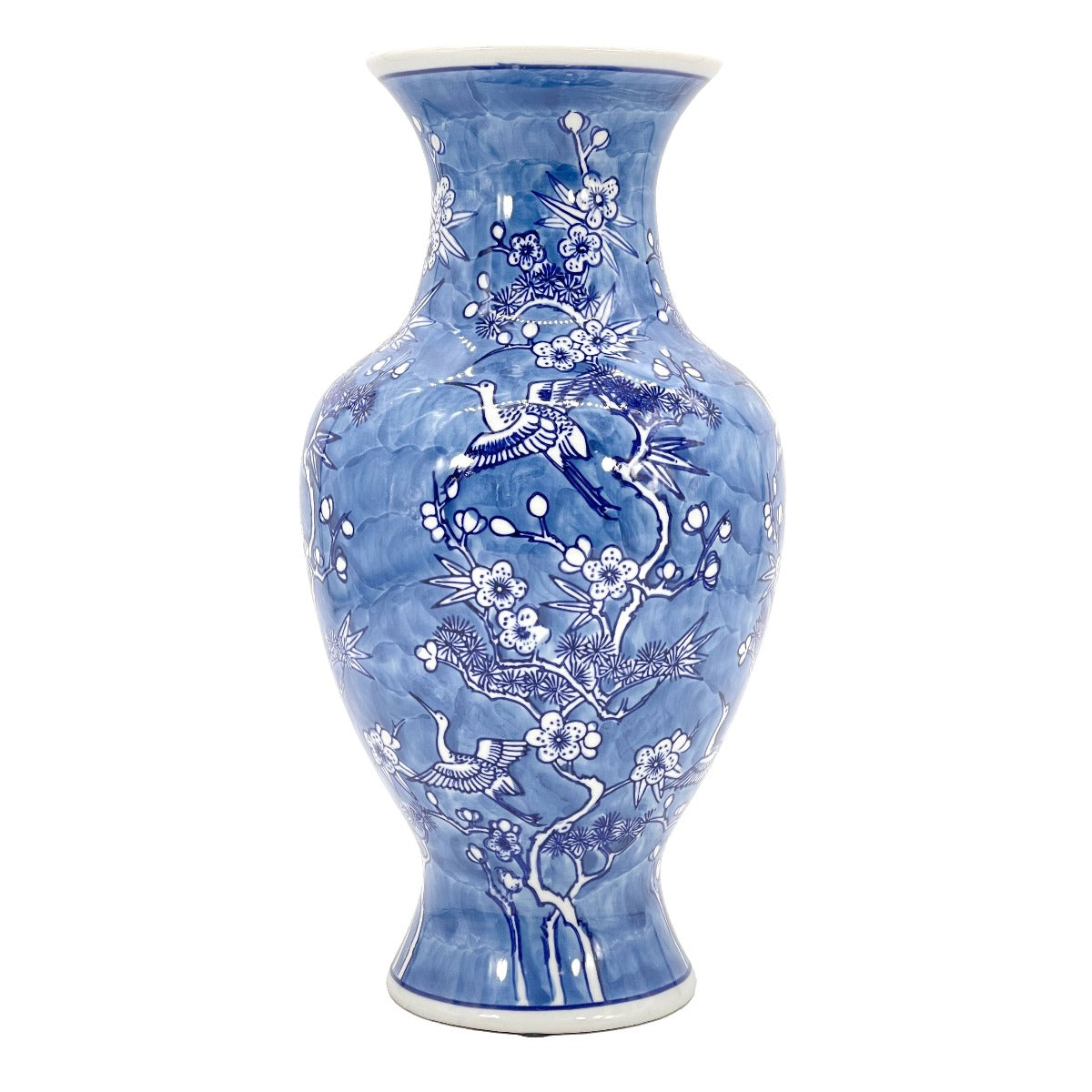 Crane & Flowers Chinoiserie Vase