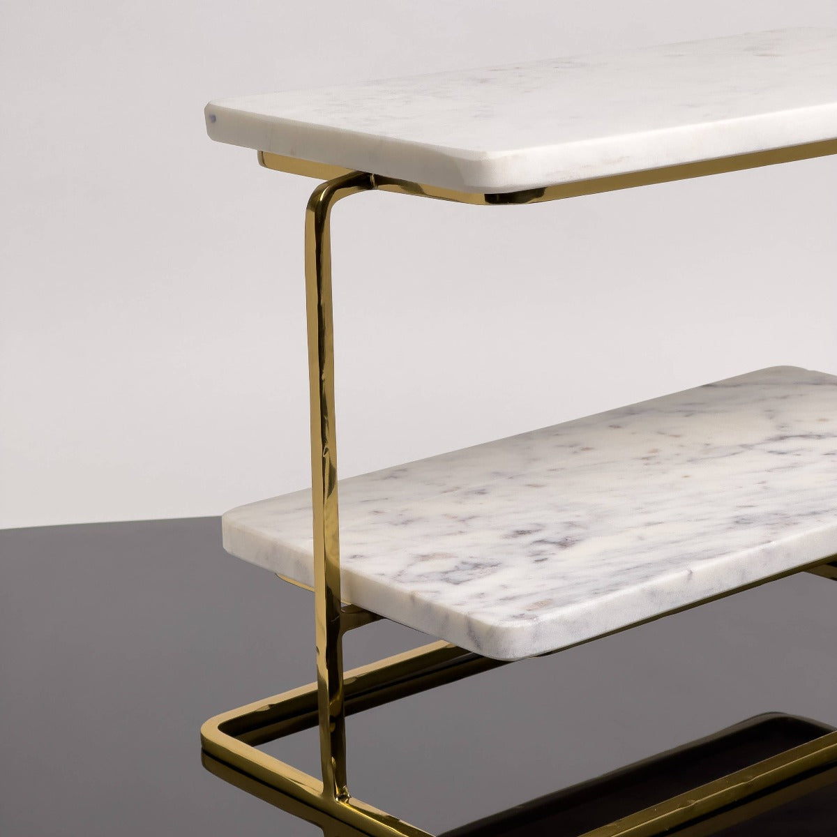 W Marble Rect. 2-Tier Stand